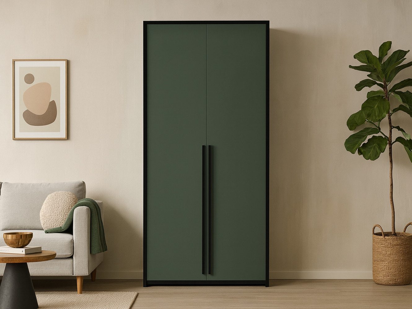 Beautysofa Drehtürenschrank GIANA 2‑türig (im modernen Stil, mit Kleiderstange und 2 Ablagefächern) Breite: 105 cm