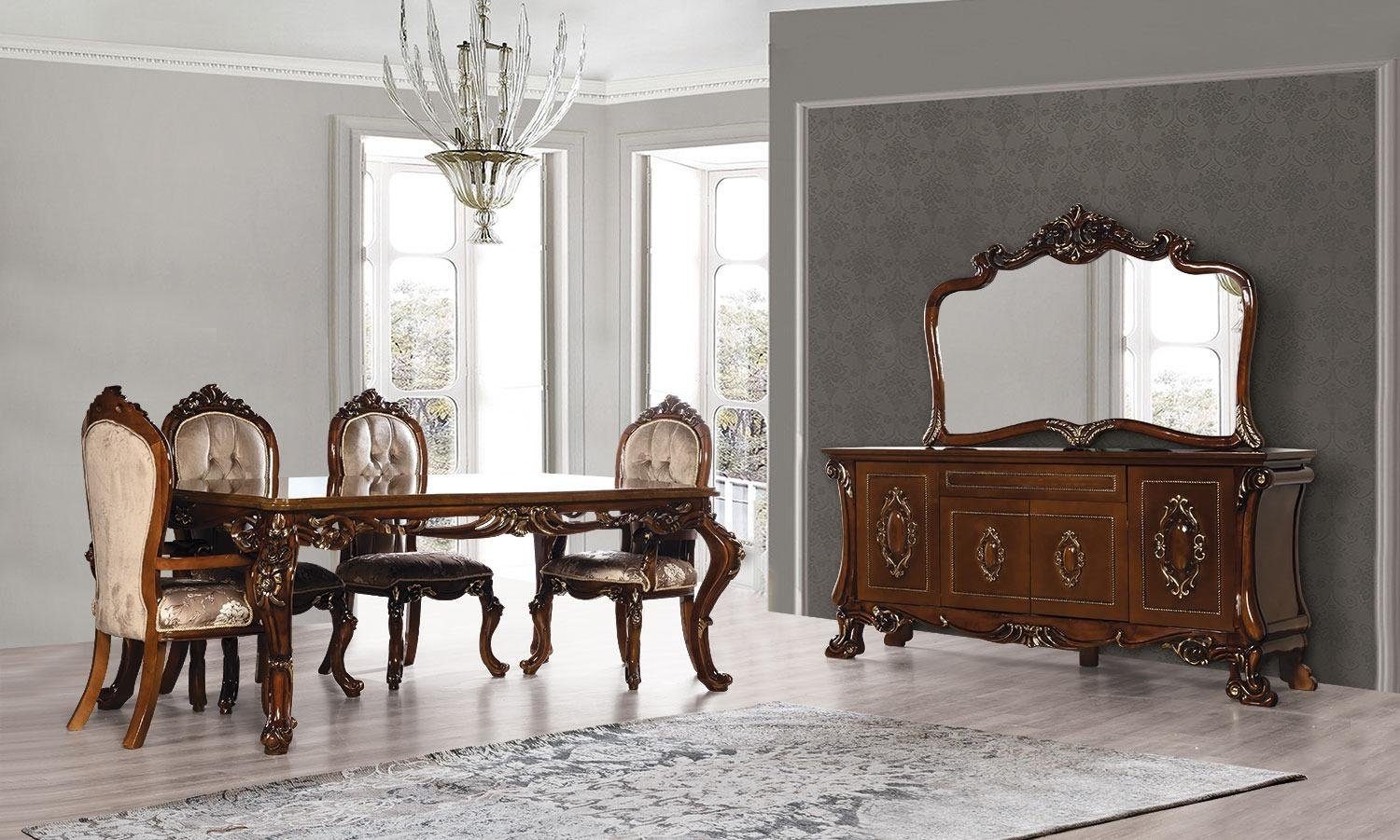 Möbel Essgruppe, Klassisches Stühlen mit Stil Rokoko Barock Tisch Esszimmer 4 JVmoebel