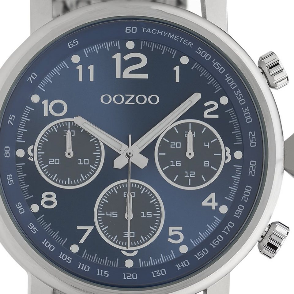 OOZOO Quarzuhr C10700, in Chrono-Optik, blaues Ziffernblatt