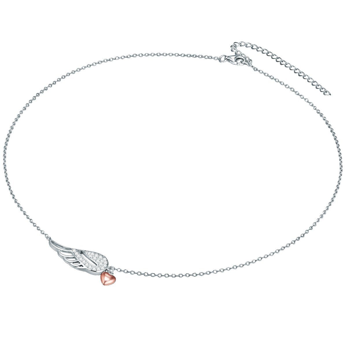Rafaela Donata Silberkette Zirkonia silber/roségold, mit Herz/Flügel