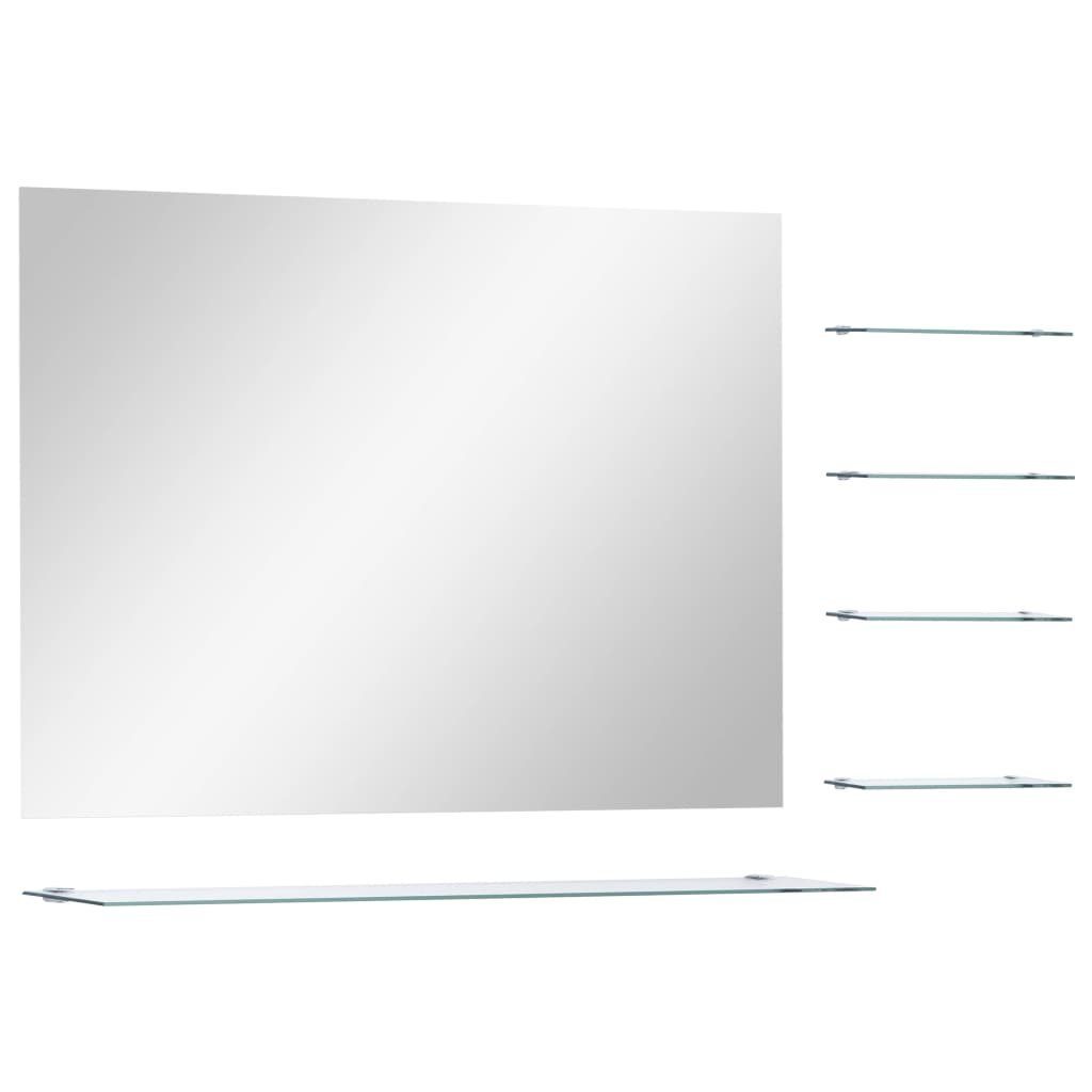 vidaXL Spiegel 80 x 60 cm 5 shelves Wandspiegel mit 5 Ablagen Silbern 80x60 cm