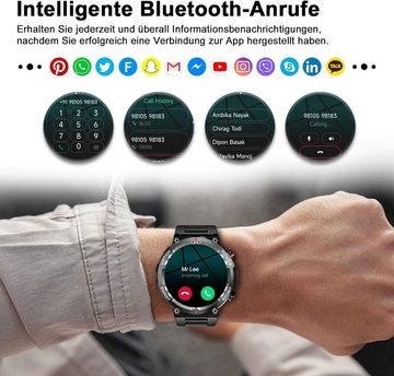 blackview (Anrufe tätigen/empfangen) Herren's Smartwatch (1,39 Zoll, Android/iOS), mit Herzfrequenz SpO2 Schrittzähler Schlafmonitor, 100 Sportmodi