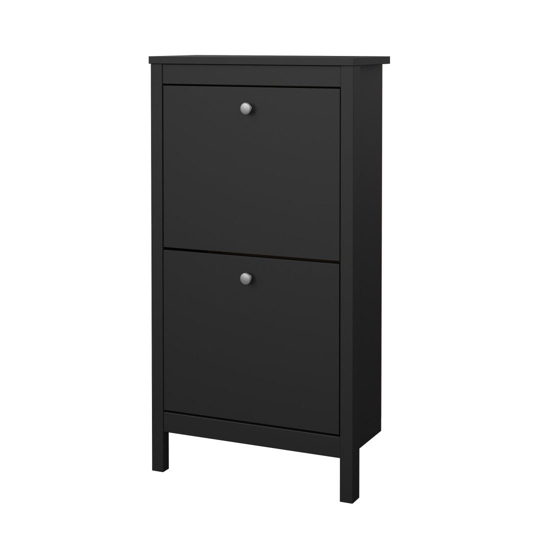 Tvilum Schuhschrank Madrid Schuhschrank 2 Klaptüren schwarz matt.