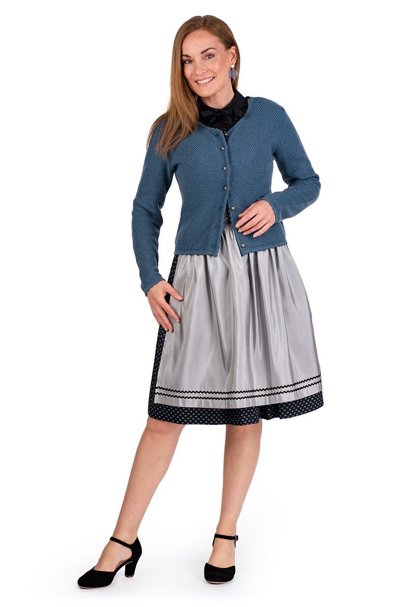 MarJo Trachtenstrickjacke Trachten Strickjacke - VILSECK - denim, mahagoni – Bild 3 von 4
