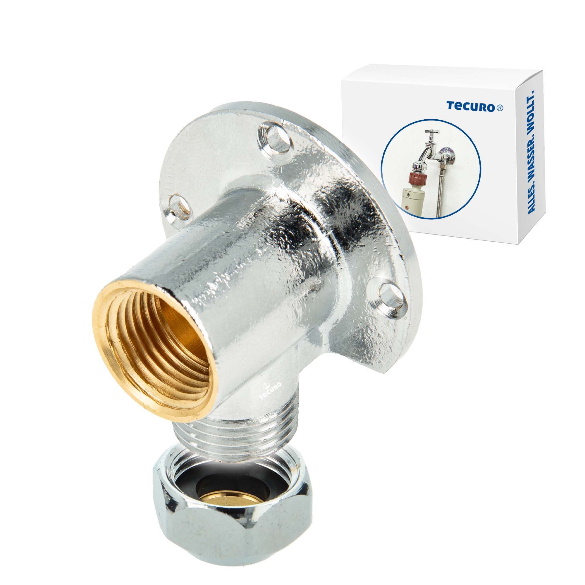 tecuro Gewindefitting Wandscheibe mit Innengewinde Rp 1/2 Zoll x 1/2 Zoll mit Ø 12 mm