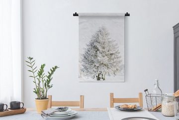 MuchoWow Wanddekoobjekt Winter - Baum - Schnee - Kiefer - Weiß, Wanddeko für Wohnzimmer, Schlafzimmer, Kleid, Wandbehang, Kinderzimmer