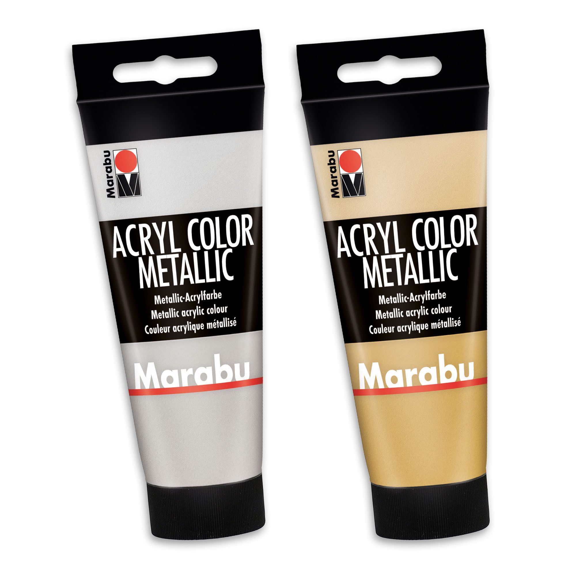 Marabu Acrylfarbe 2x Marabu Acrylfarbe Acryl Color je 100ml Flasche (1x gold 084, 1x sil
