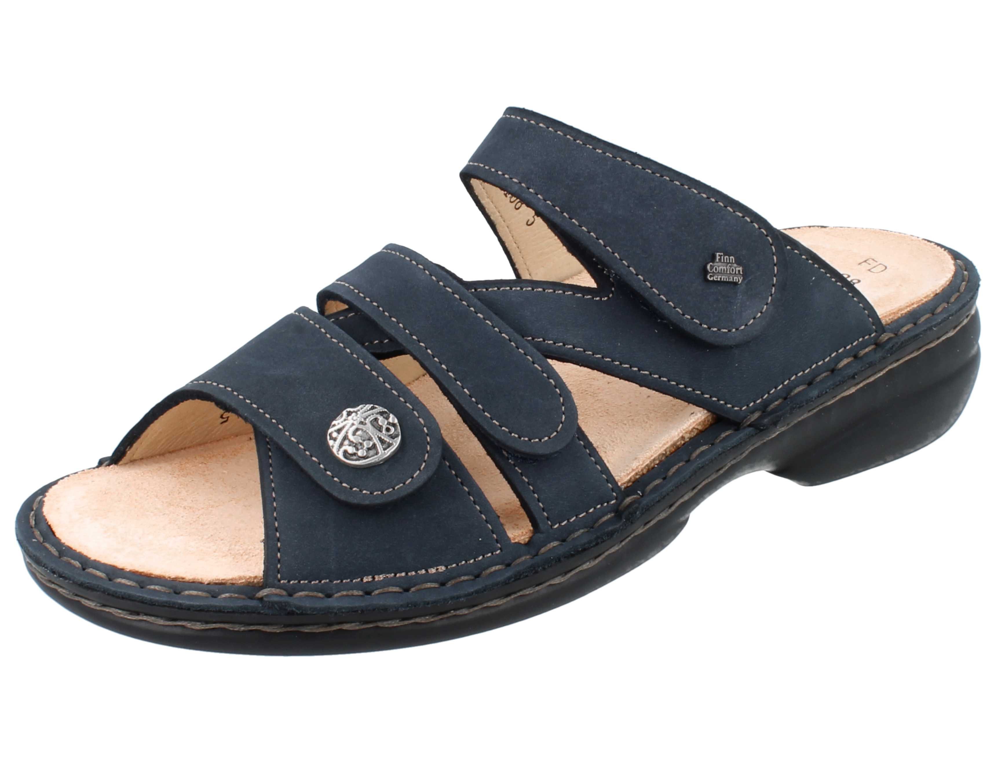 Finn Comfort FINN COMFORT Ventura Soft Damen Pantolette marineblau Nubukleder - Pantolette Wechselfußbett