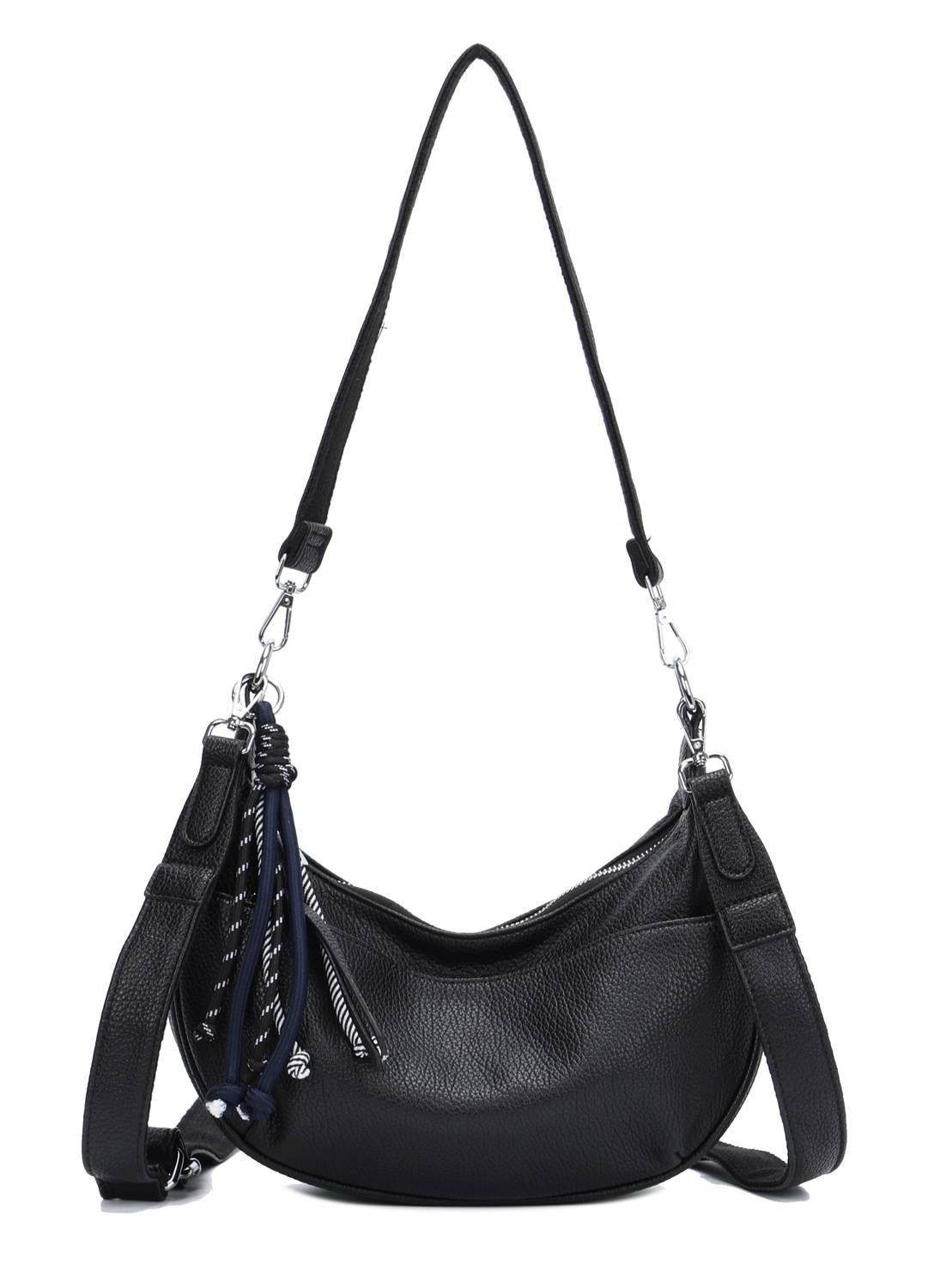 ITALYSHOP24 Schultertasche Damen Tasche Crossbody MOON Hobo Bag CrossOver Umhängetasche Body Bag, Halbmond Tragekomfort Brust Shopper Rücken Slingtasche Leder Optik