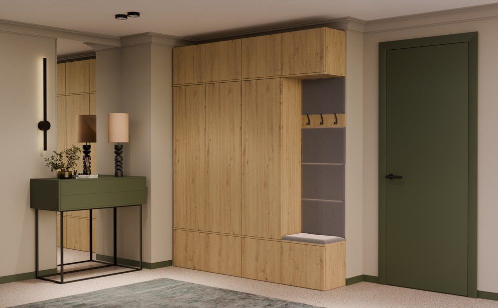 Raumhirsch Furniture Schuhschrank Garderobenschrank für Flur und Eingangsbereich (Kleiderschrank sowie Schuhschrank im SET) verschiedene Farben