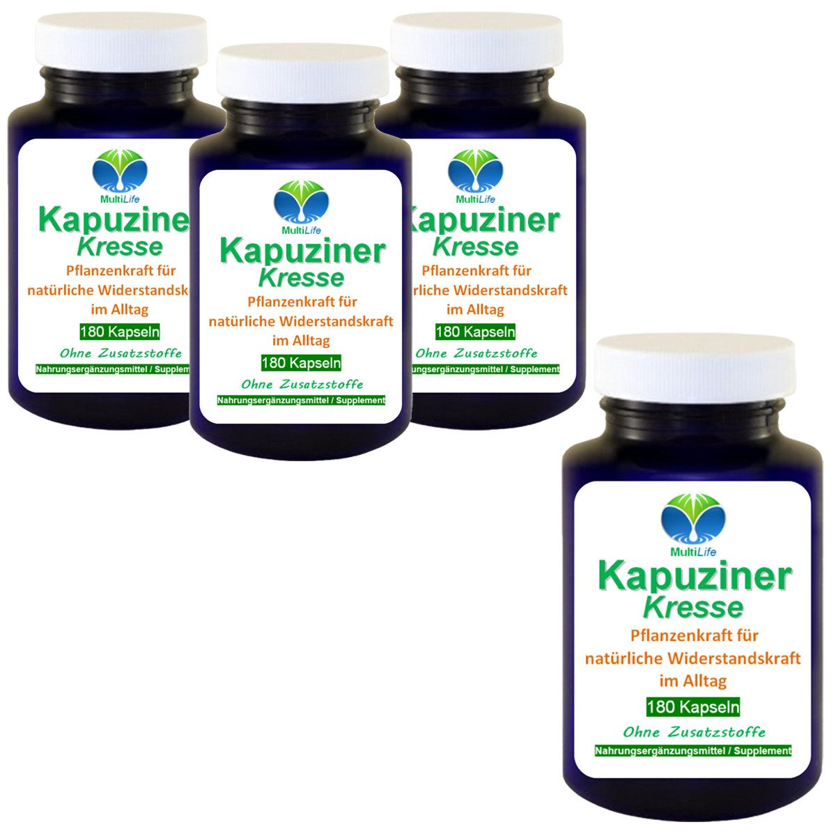 MultiLife Kapuzinerkresse Senföle für Immunsystems & Abwehrkräfte NATUR PUR Kapseln, 4 er Dose à 180 St., 352,8 g