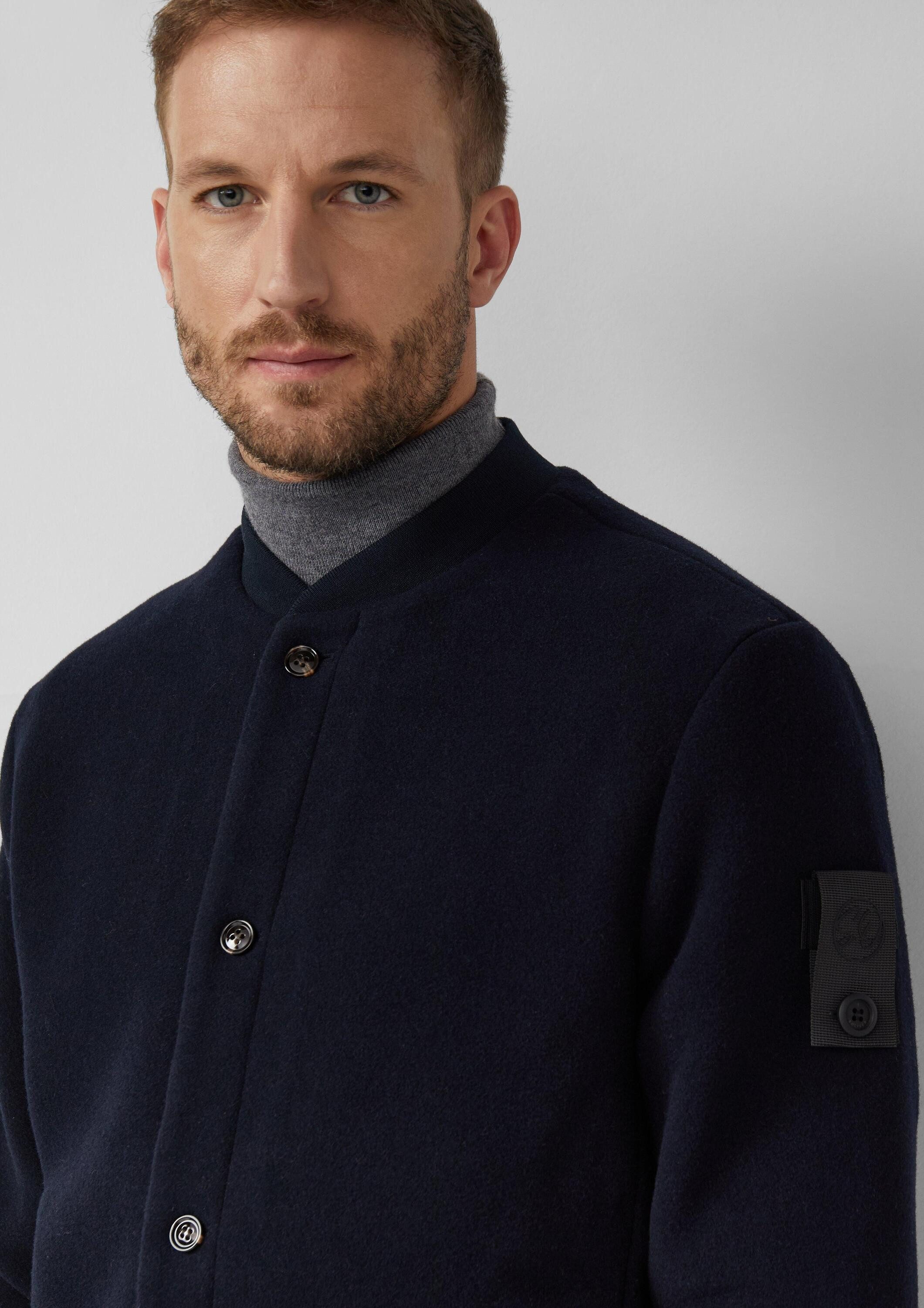 s.Oliver Funktionsjacke Outdoor-Jacke Wollmix-Blouson mit Label-Patch