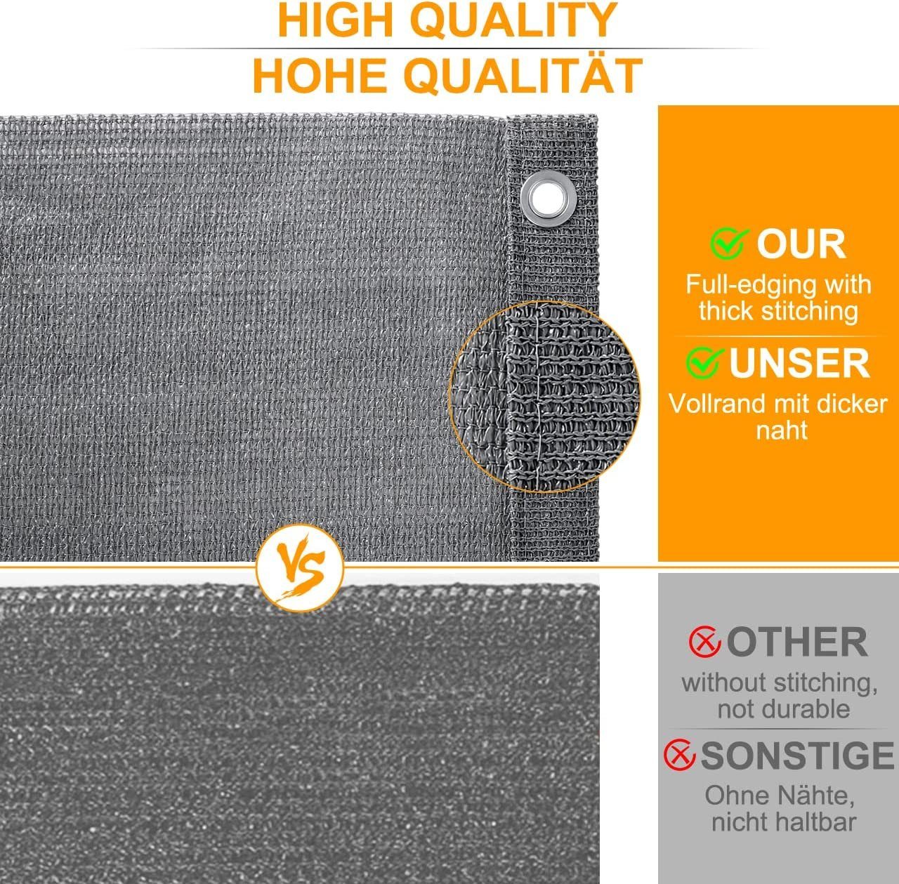 AEREY Balkonabdeckung 94x750 Cm – Sichtschutz, Wind- Und UV-Schutz, Anthrazit, Einfach Montiert Mit Kabelbindern
