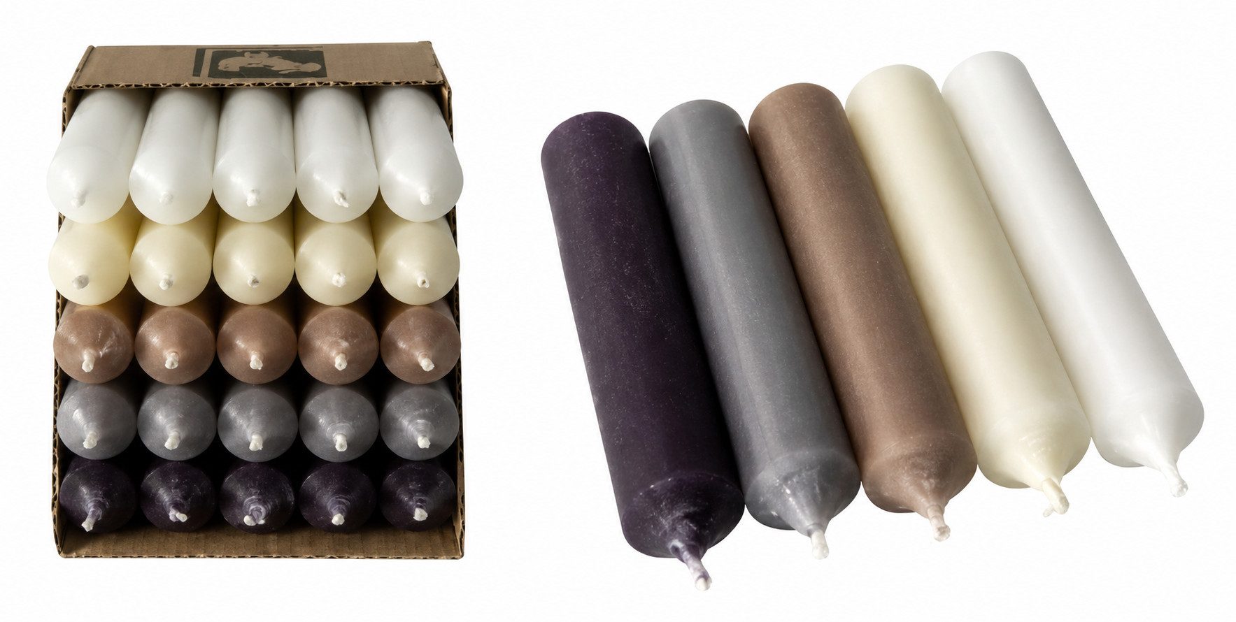 Hahn Kerzenfarm Spitzkerze Kurze Stabkerzen 10 cm – Farbmix - 25 Stück - Made in Germany, durchgängig gefärbt, RAL Farben, Made in Germany, tropffrei