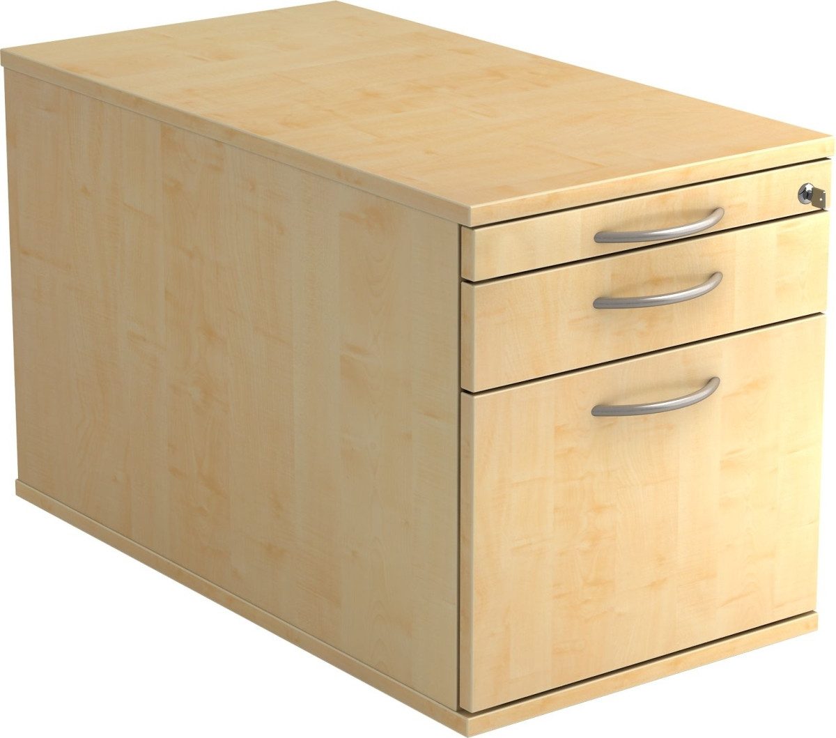 Container Rollcontainer 80cm 1 Schub 1 Hängeregistratur Schloss Bogengriff Ahorn