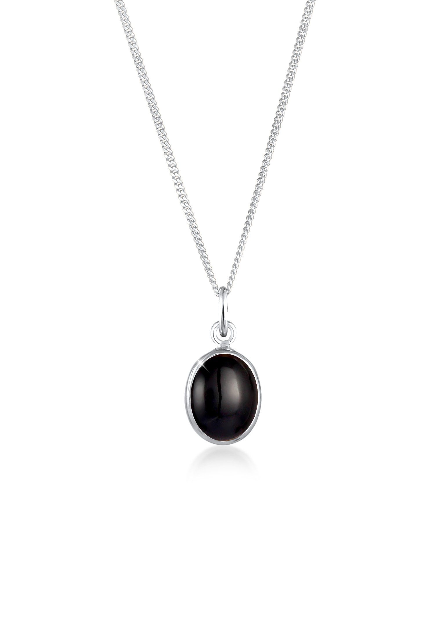 Elli Collierkettchen Onyx Anhänger Oval Klassisch 925 Silber
