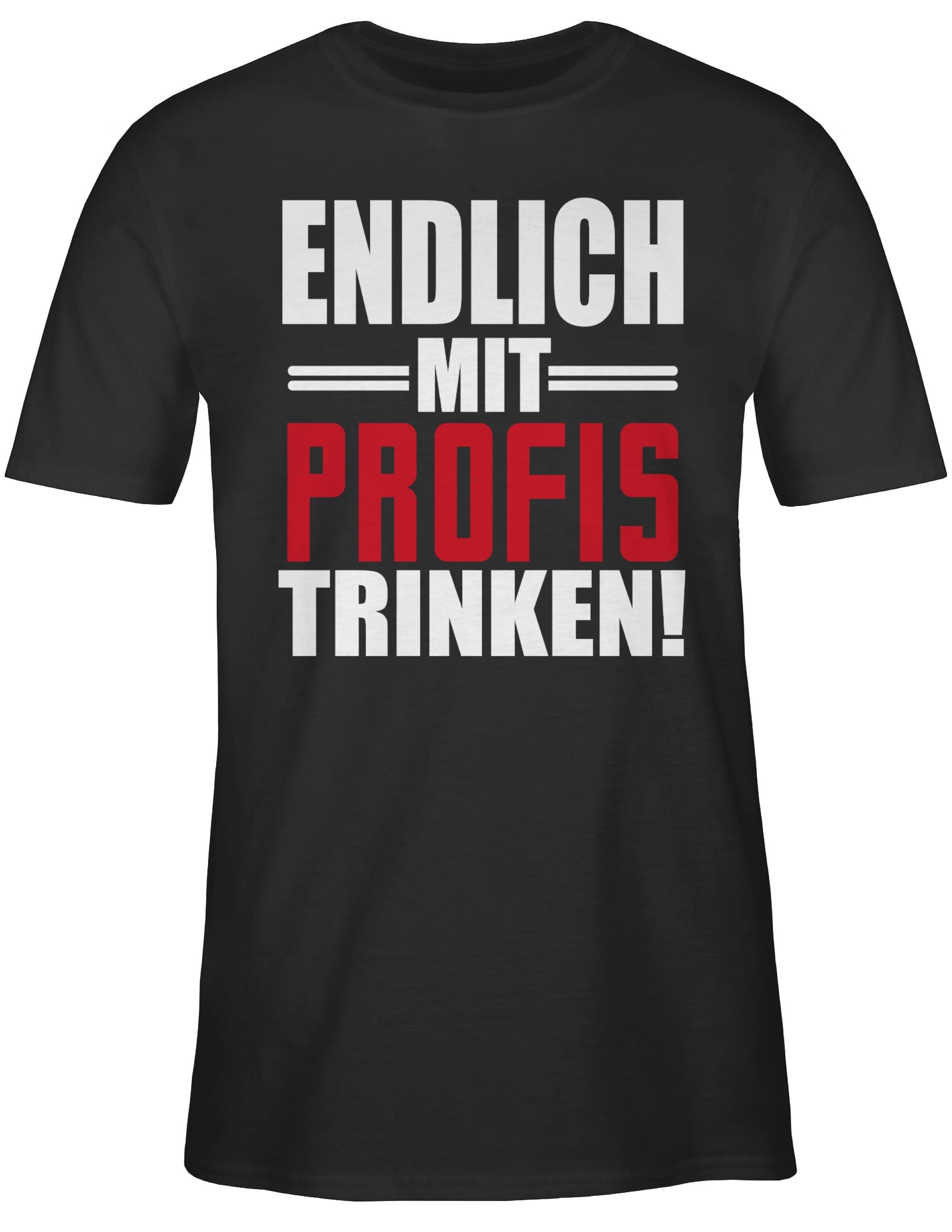 Shirtracer T-Shirt Endlich mit weiß/rot trinken 1 Schwarz Alkohol Herren Party & - Profis