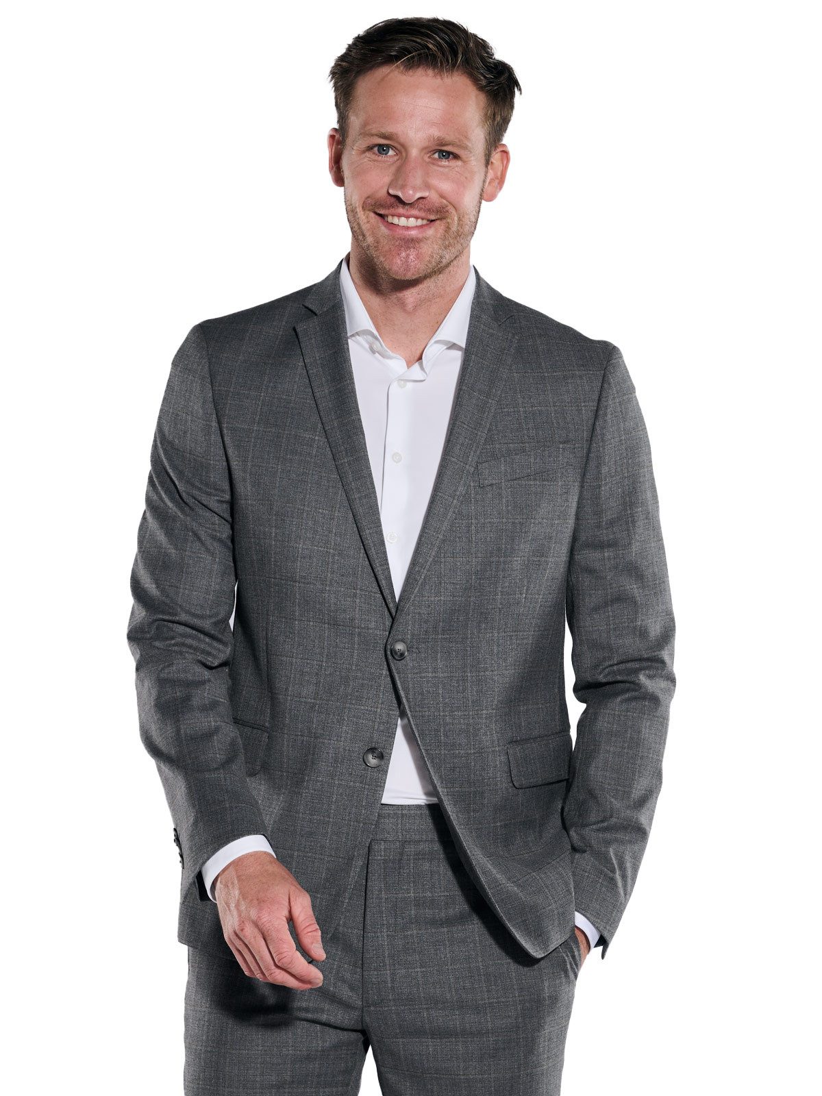 Anzugsakko Herren Anzug-Sakko kariert, Silbergrau