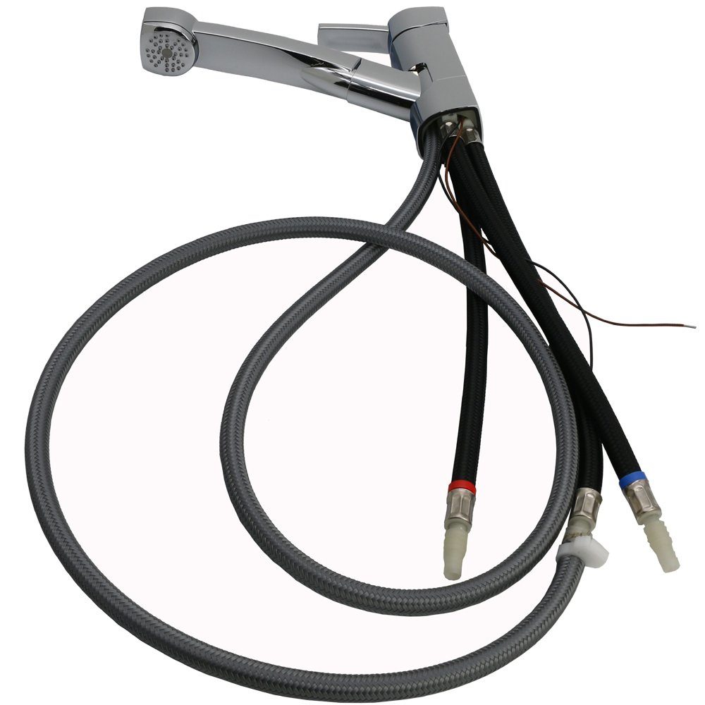 Comet Waschtischarmatur Wasserhahn mit ausziehbarer Dusche + Schalter chrom