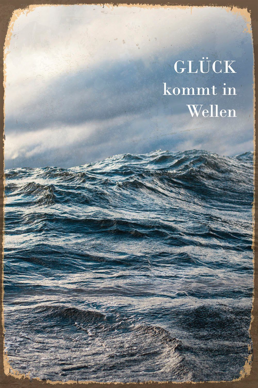 queence Metallbild Glück, Meer, Schriftzug (1 St), Stahlschilder