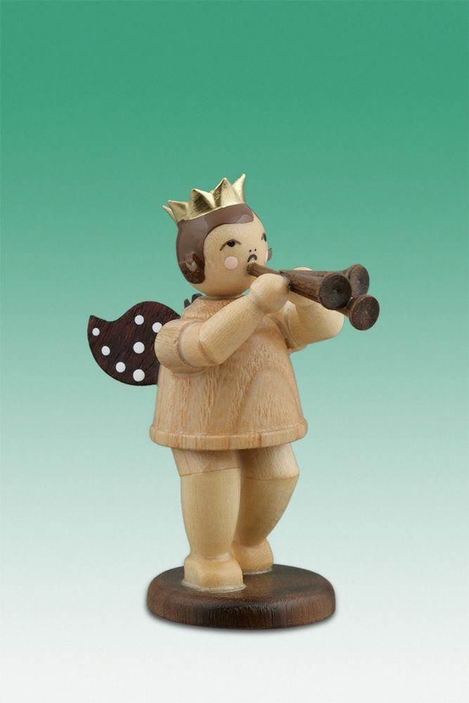 Engelfigur Holzfigur Musikantenengel mit Martinstrompete natur ohne Krone Höhe 6