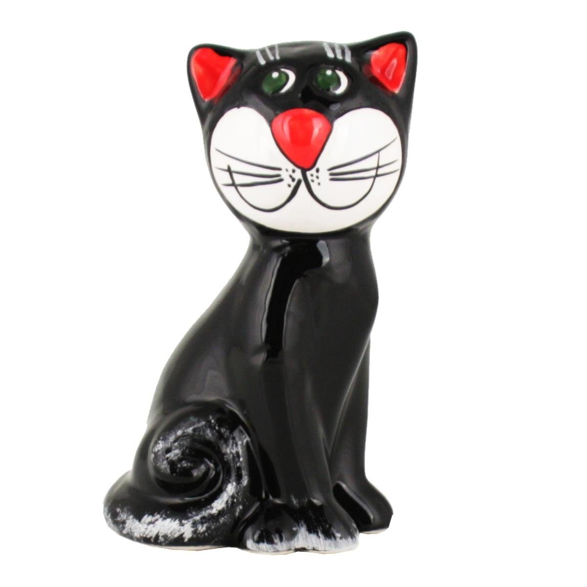 Tangoo schwarz (Stück) H, Keramik-Katze Tangoo Gartenfigur sitzend ca 14cm glänzend