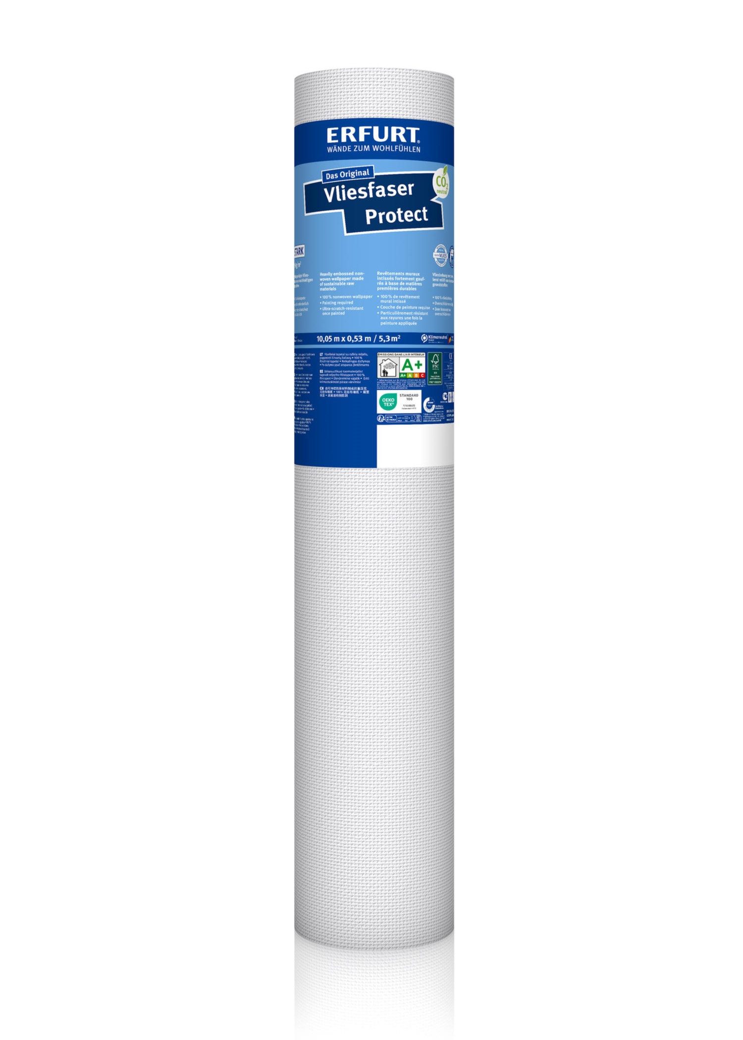 ERFURT Vliestapete 6 Rollen ERFURT VLIESFASER PROTECT 201 10,05 x 0,53m, kleinkarierte Struktur, Sehr gute Untergrundabdeckung