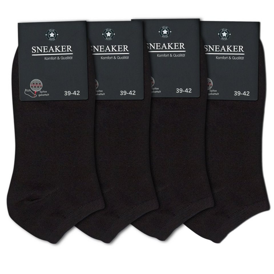 Die Sockenbude Sneakersocken BLACK (Bund, 4-Paar, schwarz) ohne drückende  Naht