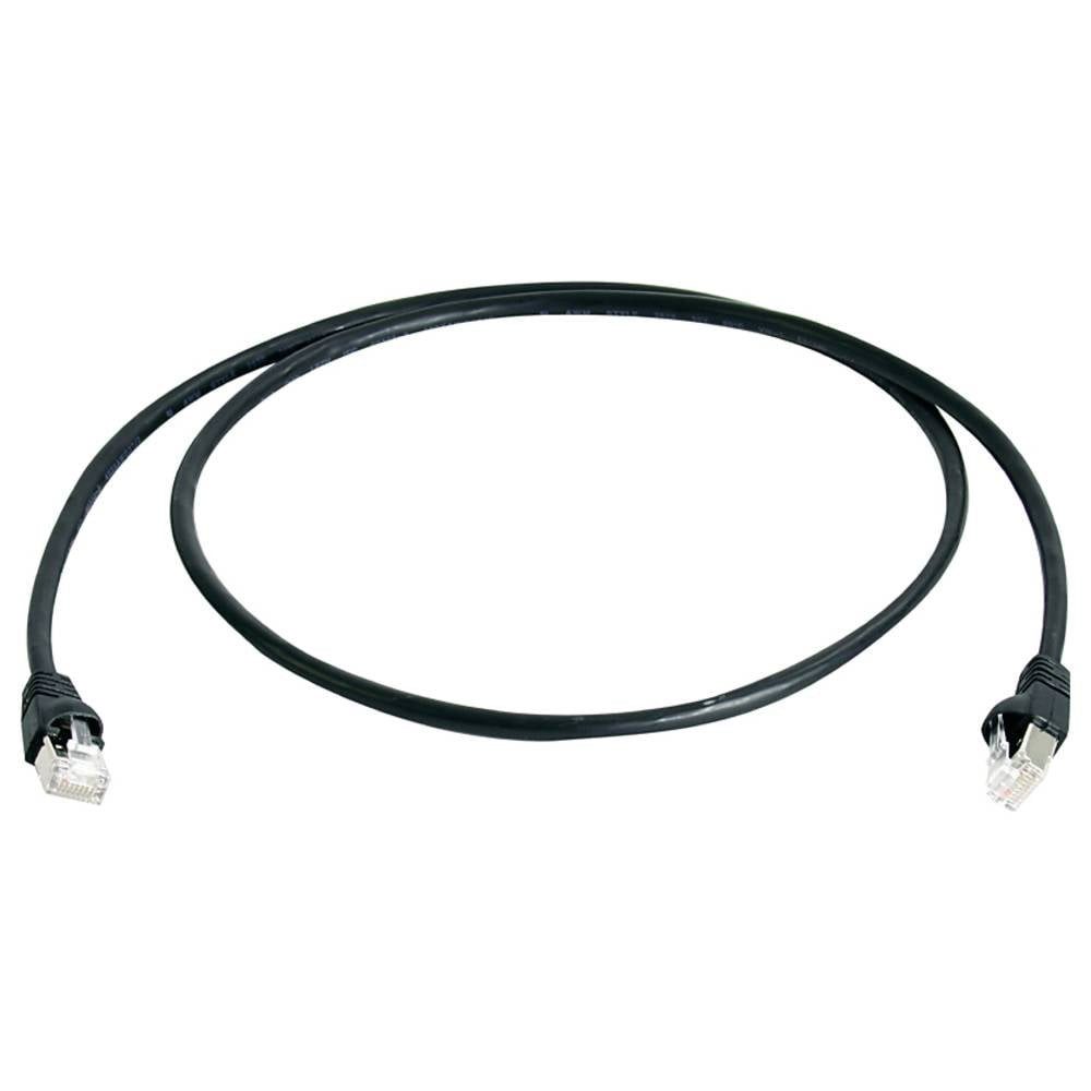 Telegärtner RJ45 Patchkabel CAT 5e F/UTP 2.0 m Schwarz Flammwidrig, mit LAN-Kabel, Flammwidrig, mit Knickschutztülle