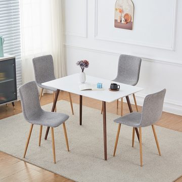 Powerwill Esstisch Esstisch, Tischplatte aus MDF, Beine aus Massivholz, 110 x 70 x 74 cm (1st), Weiß, abnehmbar, mit Anti-Rutsch-Vorrichtung