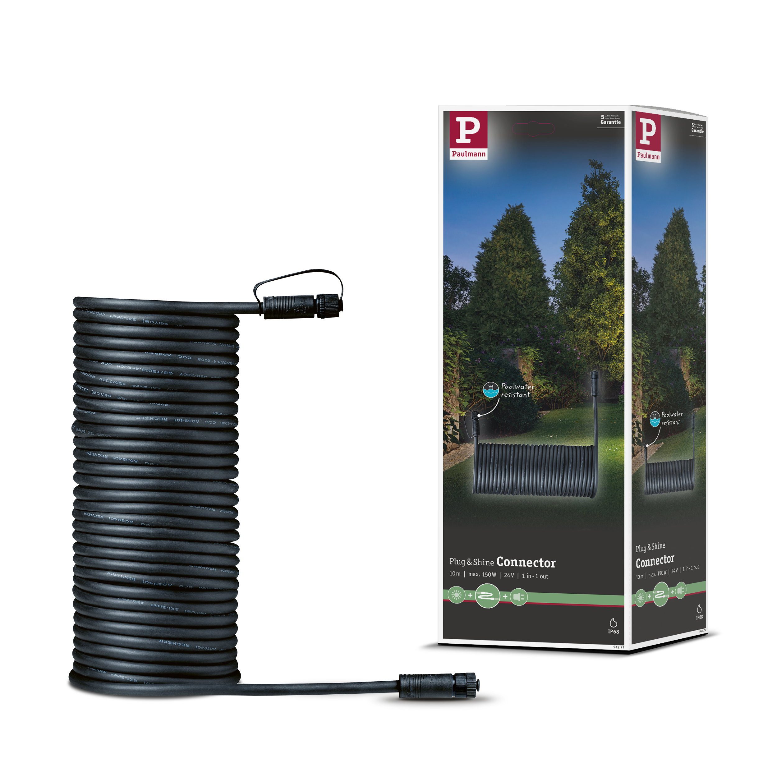 Paulmann Plug & Shine Kabel 10m IP68 Schwarz Lampen-Verbindungskabel, (0.1 cm)