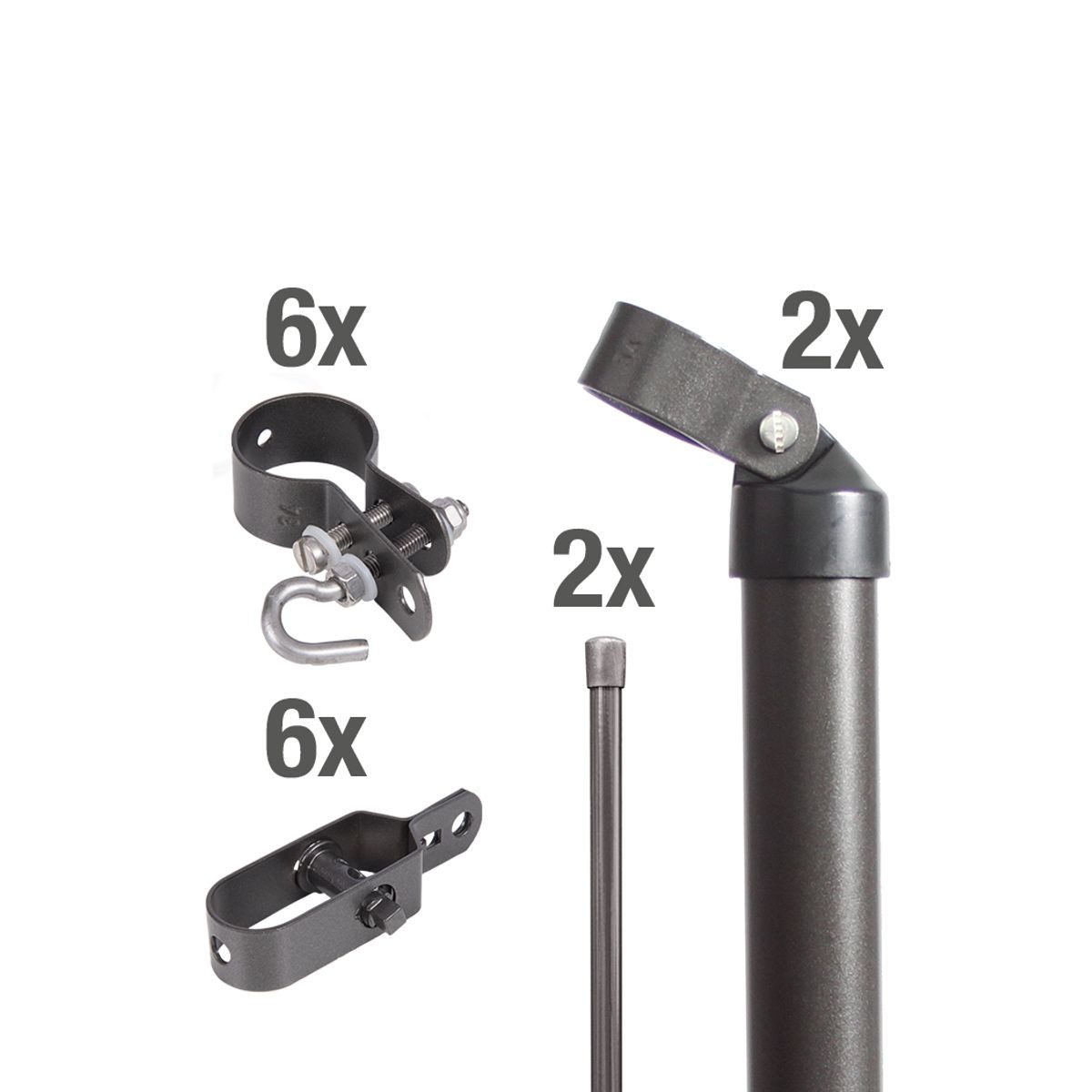 Alberts Zaun Alberts 634506 Zauneck-Set, zinkphosphatiert, anthrazit-metallic kunst, Alberts Zauneckset Maschendraht Drahtzaun Viereckgeflecht Einbetoniere