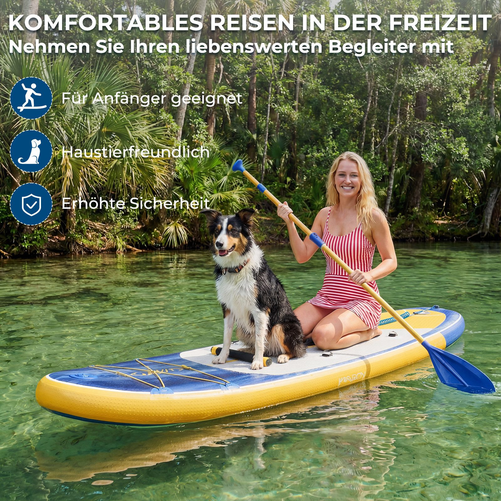 GUNJI Inflatable SUP-Board Stand-up Paddleboard 320*80*15 cm mit Paddel und Pumpe, (2-in-1 aufblasbares Stand Up Paddle Board Set, aufblasbare Stand Up Paddle B – Bild 2 von 5