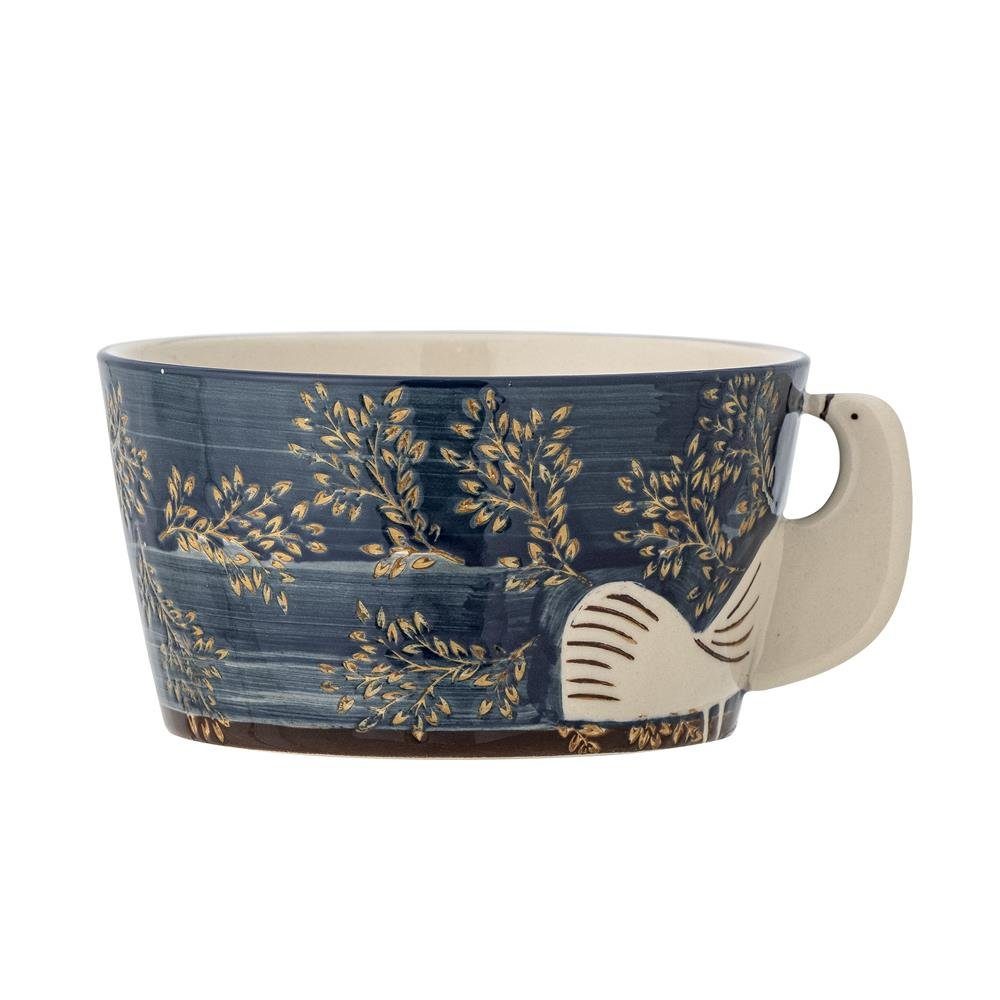 Bloomingville Schüssel Hezha, Steingut, in Blau, 460ml, mit Vogelmotiv