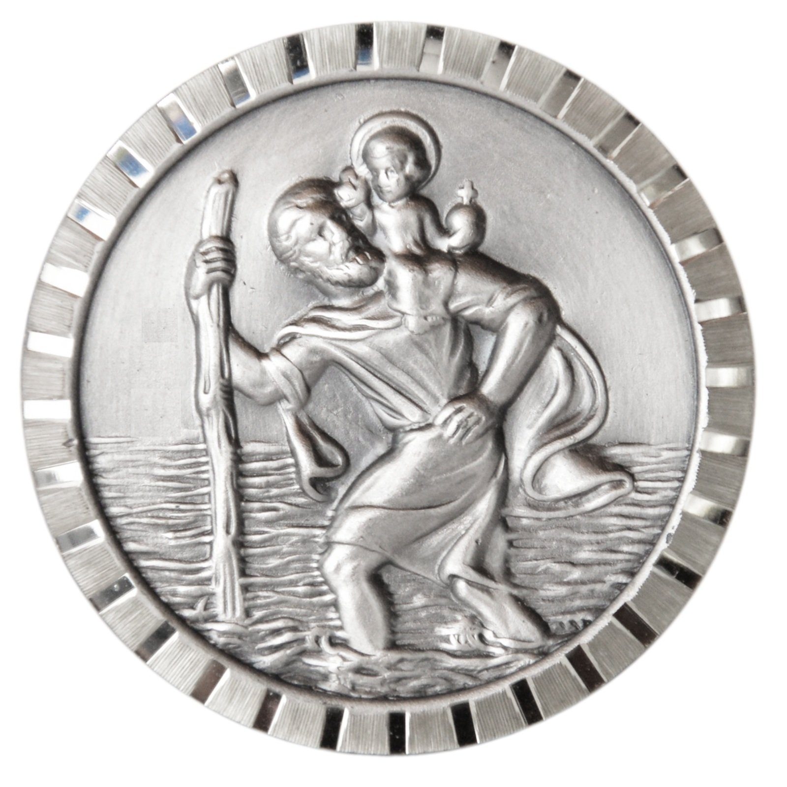 PistolaPeppers Amulett »Heiliger Sankt Christophorus Relief Metall Plakette  Christopherus 4,5 cm mit Magnethalter«