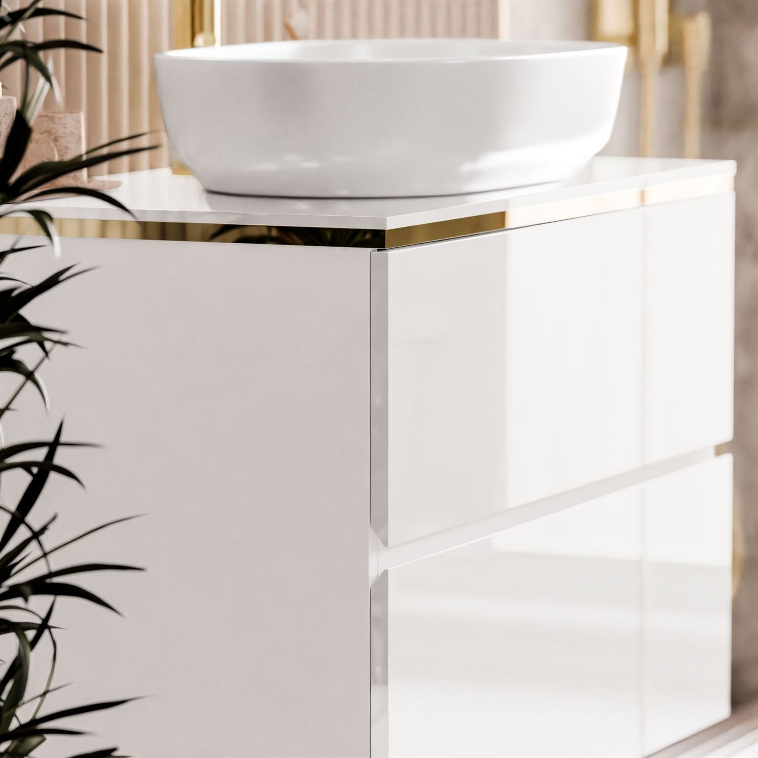 Lookway Badmöbel-Set AURORA GOLD Badezimmerschrank mit praktische Schubladen, 80x55x45 cm – Bild 4 von 5