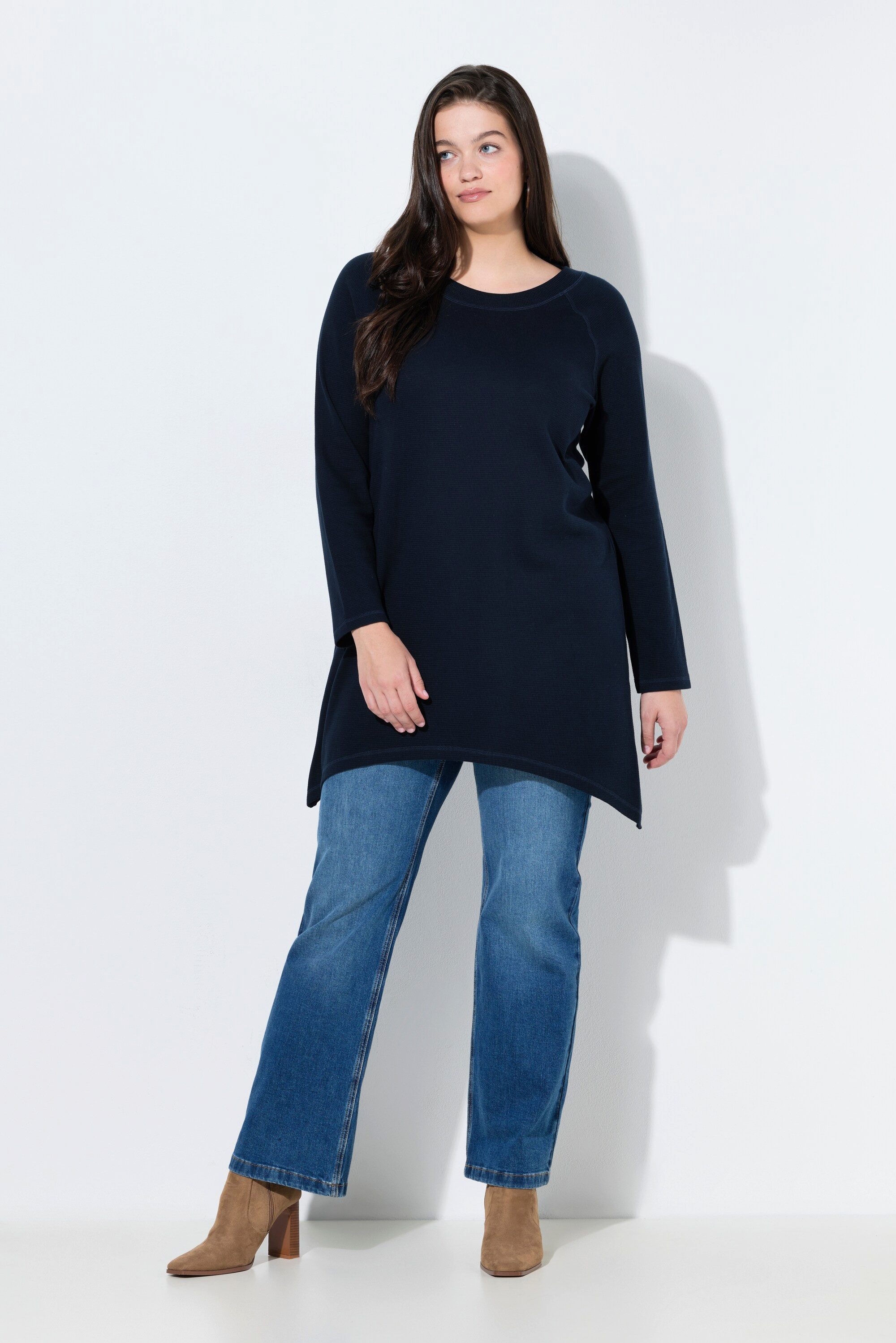 Longsleeve Shirt Waffelpiqué Rundhals Langarm Biobaumwolle