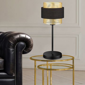 etc-shop Tischleuchte, Leuchtmittel nicht inklusive, Tischlampe schwarz gold Metall Tischleuchte Schlafzimmer