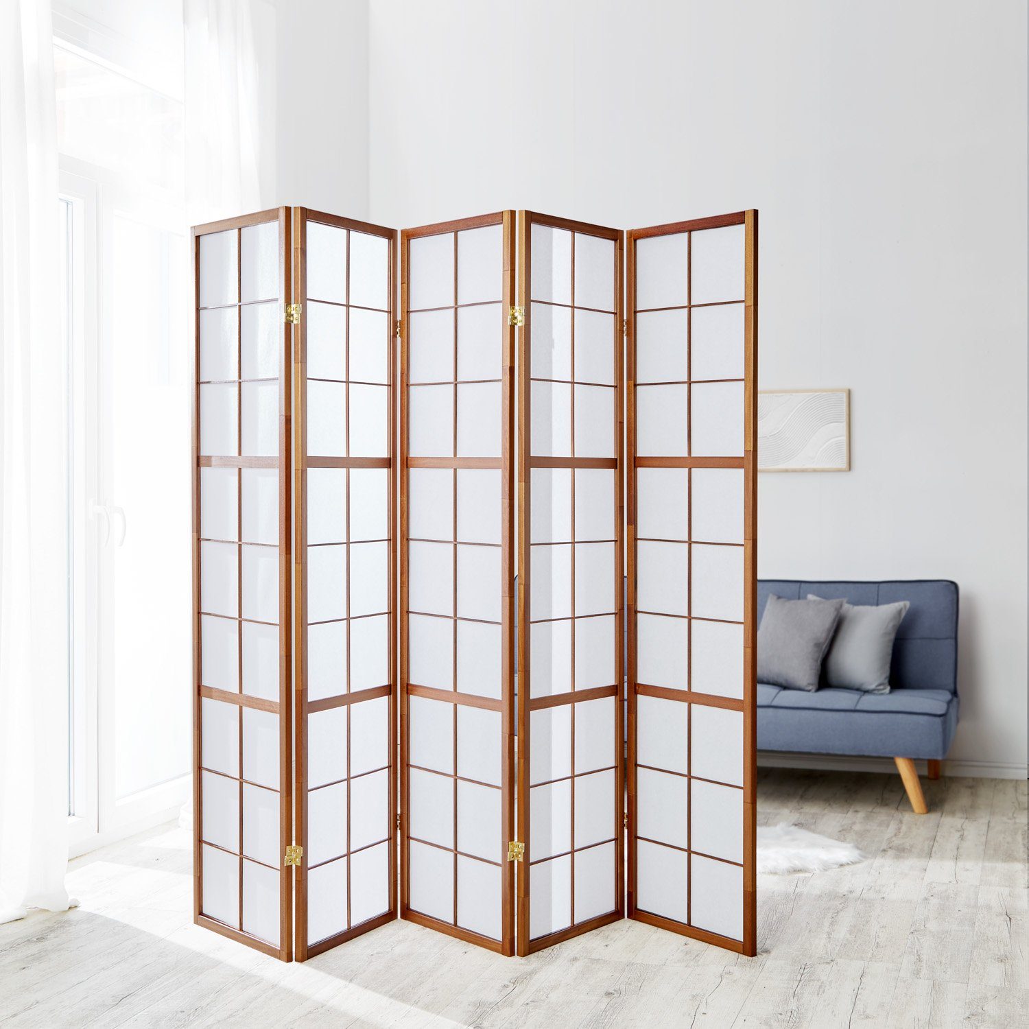 Homestyle4u Paravent Raumteiler Sichtschutz Trennwand Braun Shoji Indoor fa günstig online kaufen