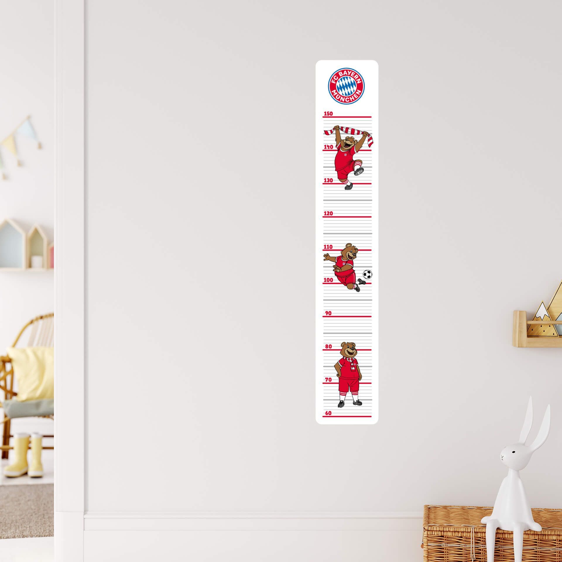 FC Bayern München Messlatte Bernie Wandsticker FCB Wandtattoo Kinderzimmer Maskottchen, Fußball Bilder selbstklebend