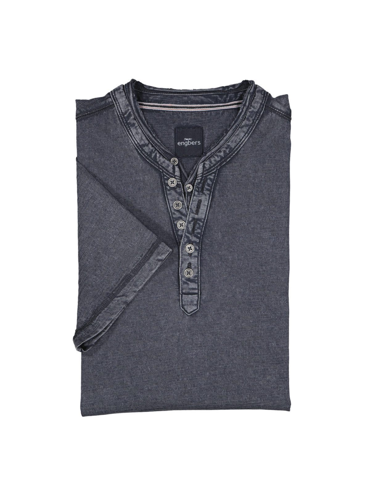 Engbers T-Shirt Herren Henley T-Shirt mit Knopfleiste, Saphirblau