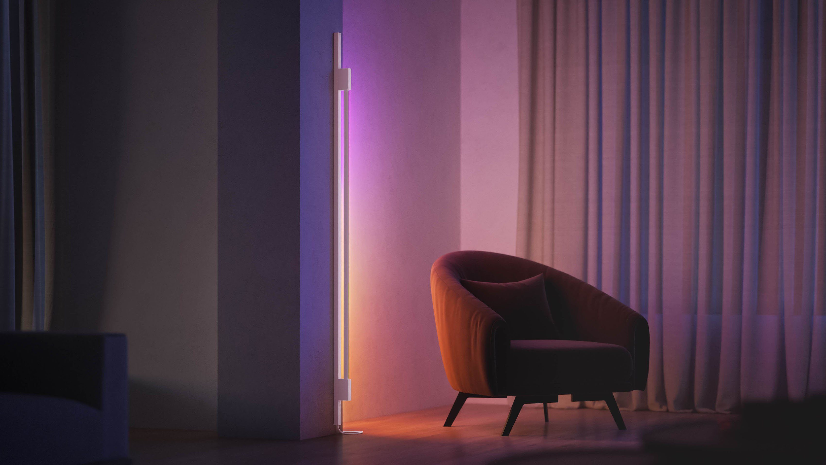 Philips Hue integriert, Wandleuchte Dimmer, LED Gradient Tube, fest LED Schienensystem Farbwechsler