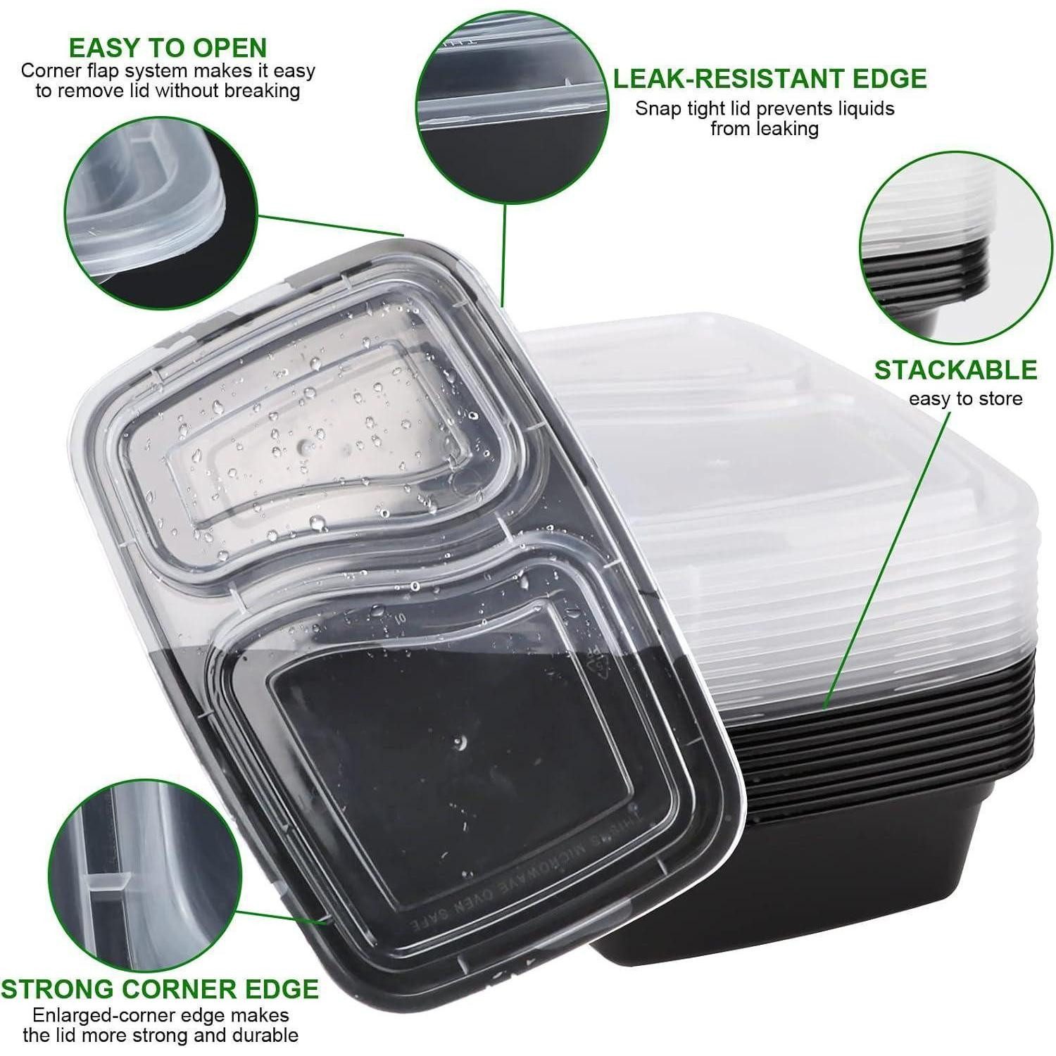 LuxusKollektion Lunchbox Lunchbox 2 Fächer Bento Kunststoff BPAfrei 2 Compartment 10 Pack