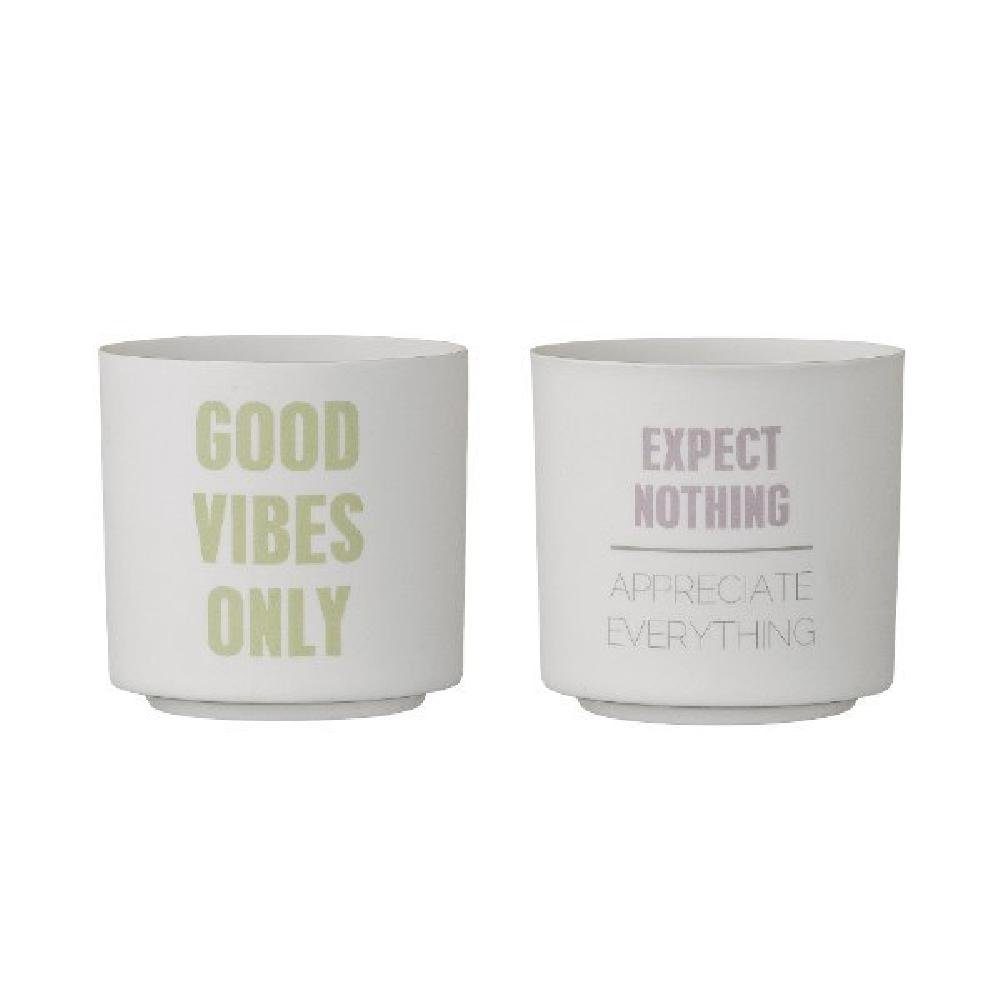 Bloomingville Kerzenhalter Teelichthalter Good Vibes / Expect Nothing (2-teilig)
