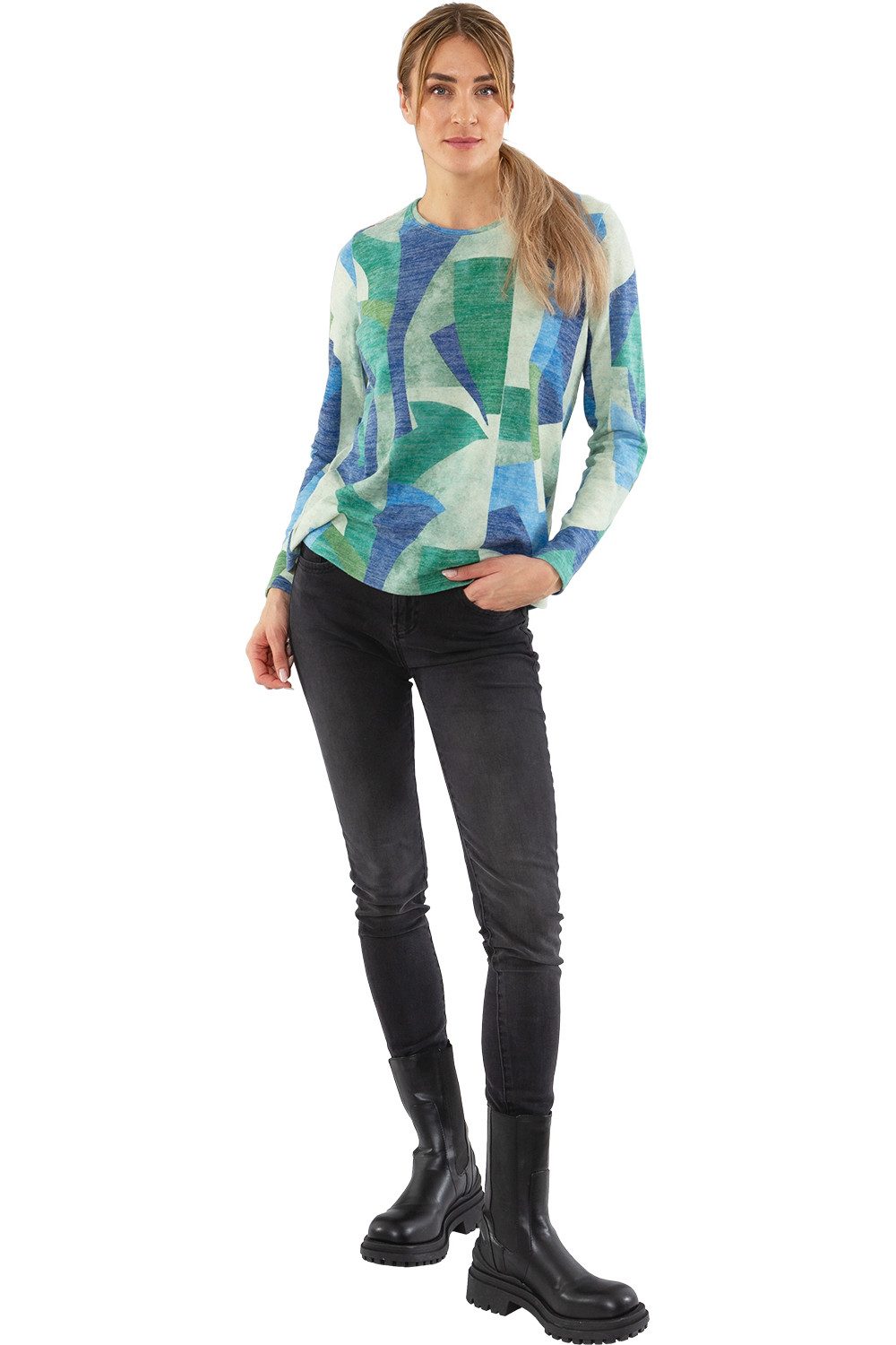 Estefania for woman Rundhalspullover 193-7629, Estefania for woman Pullover mit abstrakten Muster