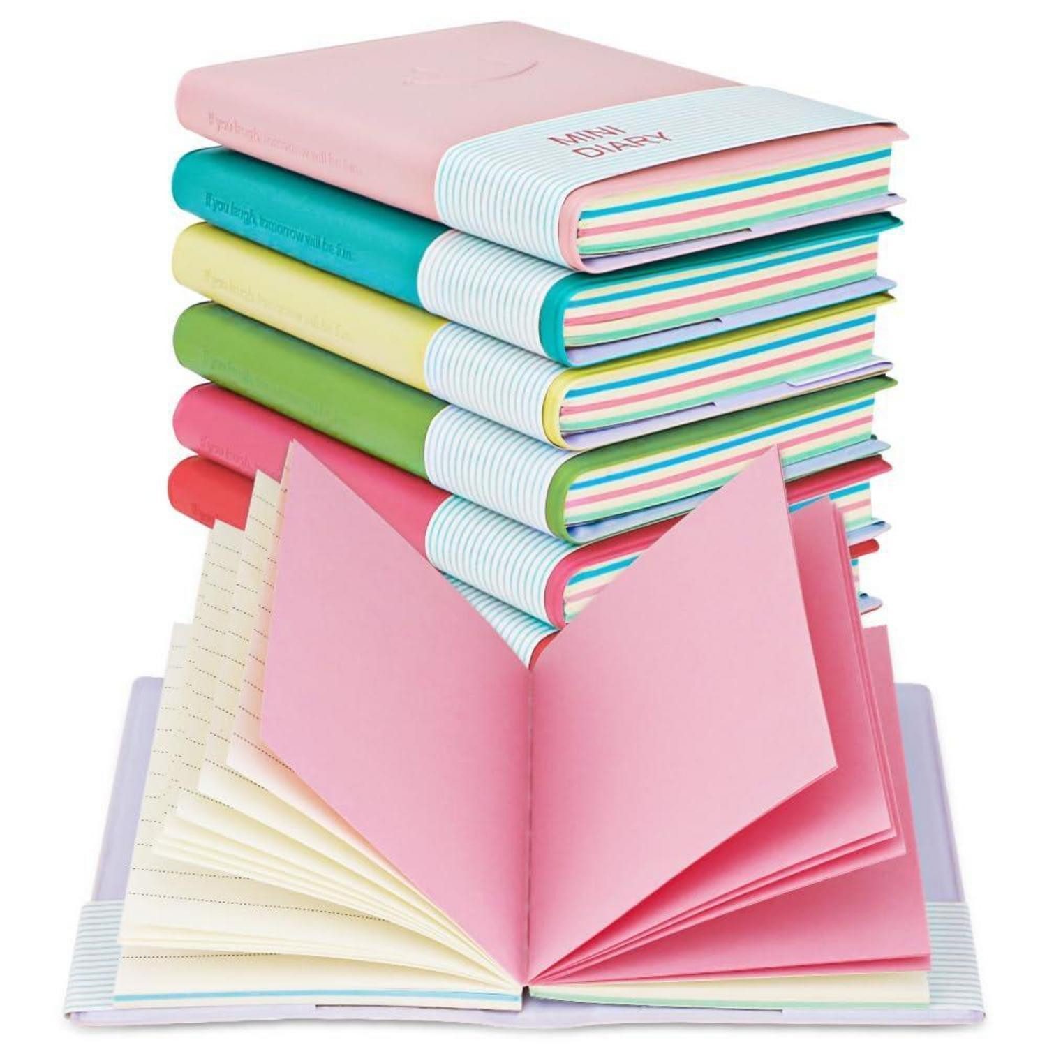 LuxusKollektion Notizbuch Mini Notizbuch 6er Set Bonbonfarben 10,5x8cm