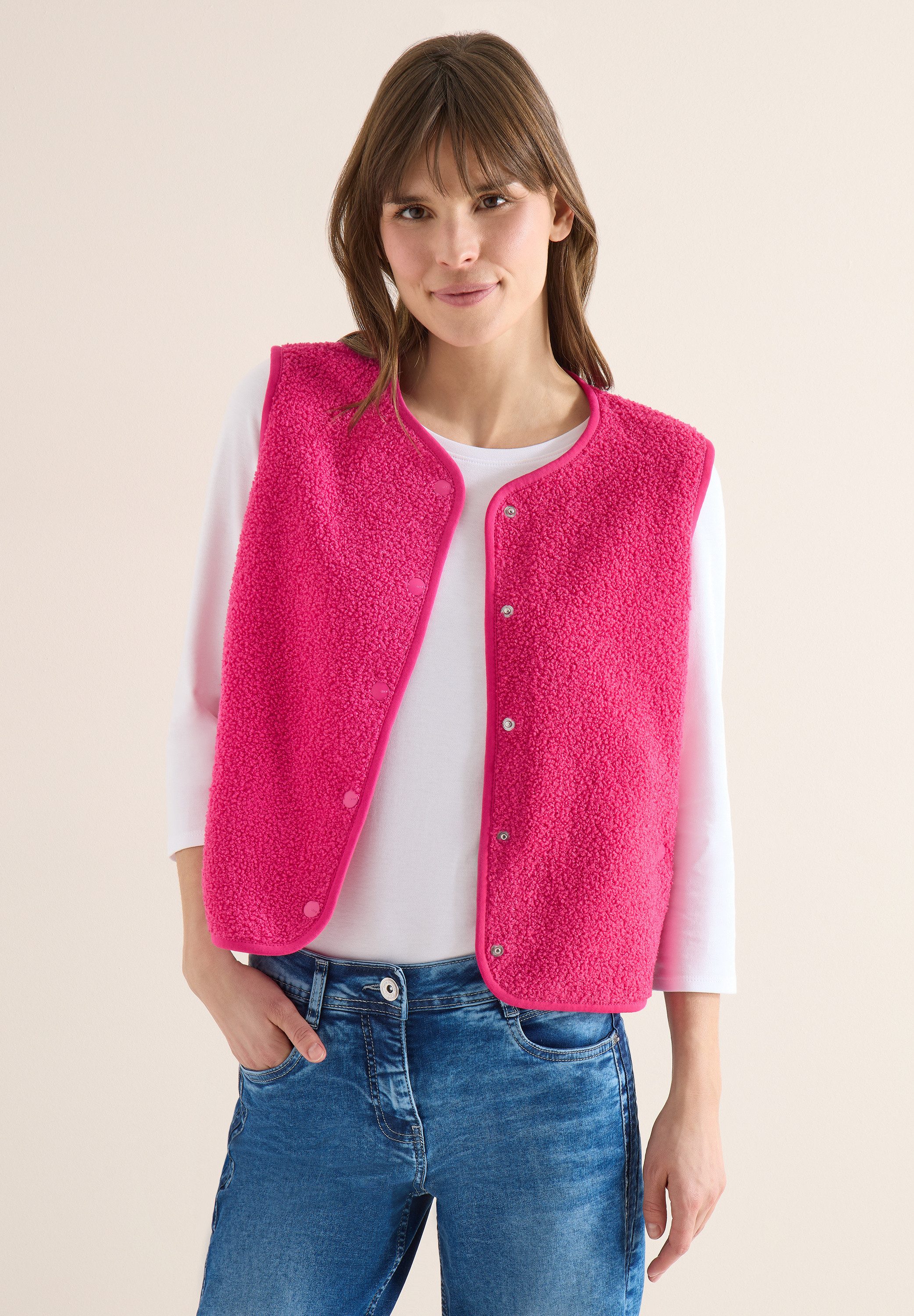 CECIL Fellweste Curly fake Wool in Woll-Optik