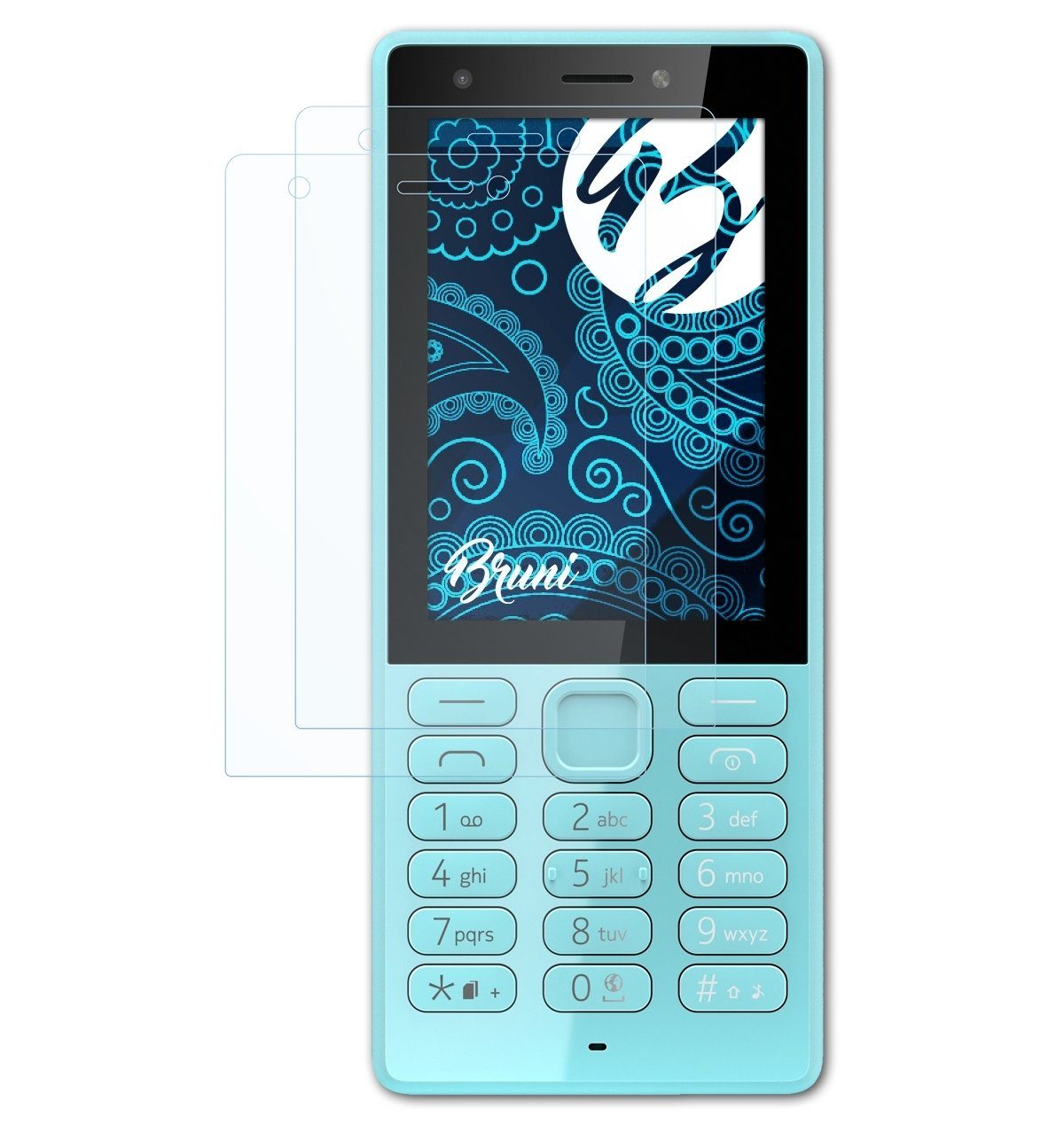 Bruni Schutzfolie Glasklare Displayschutzfolie für Nokia 216, (2 Folien), praktisch unsichtbar