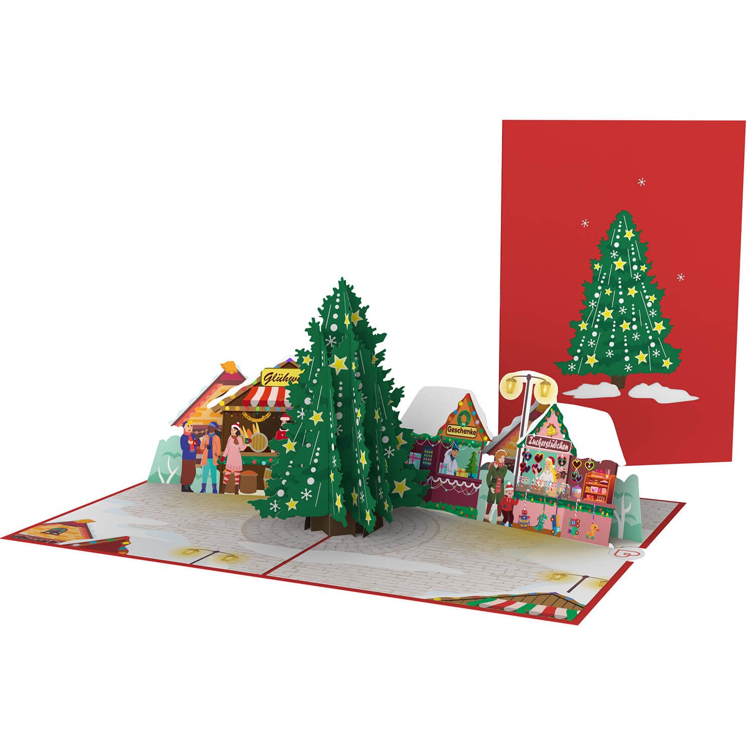 papercrush Weihnachtskarte Weihnachtsmarkt Pop-Up Karte, Handgemacht, Lasergeschnitten, Pop-Up