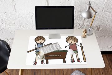 MuchoWow Gaming Mauspad Eine Illustration von zwei Billard spielenden Kindern (1-St), Büro für Tastatur und Maus, Mousepad Gaming, 90x60 cm, XXL, Großes